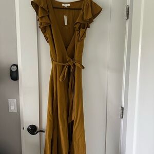 Madewell Mustard Ruffle Maxi Dress